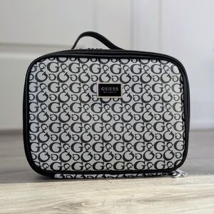 GUESS Monogram Top Handle Toiletry Bag - Black and Gray
